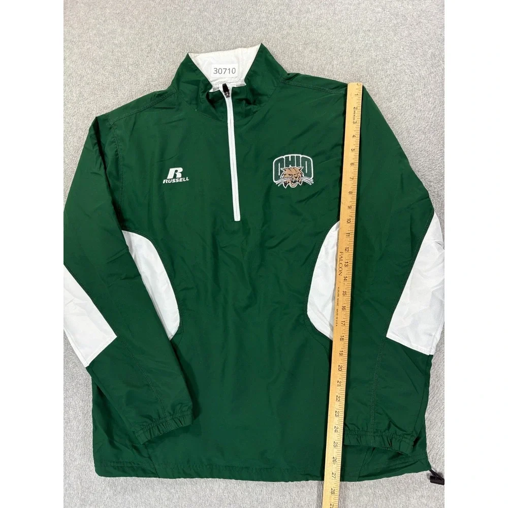 Ohio Bobcats Stitched Logo 1/4 Zip Campus Windbreaker (Men's Medium) Green